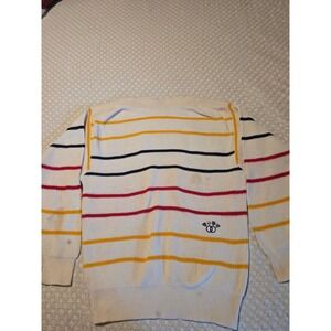 Gucci Striped Knit Sweater Women Size 52 Cream Multi Good Vintage Crest Logo